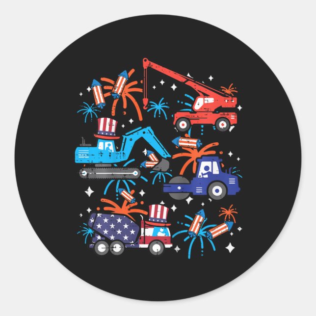 Sticker Rond 4 Juillet Construction Camions Véhicule Patriot Bo (Devant)