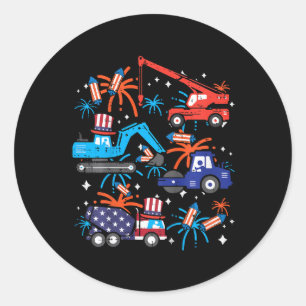 Sticker Rond 4 Juillet Construction Camions Véhicule Patriot Bo