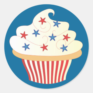 Sticker Rond 4 juillet Cupcake