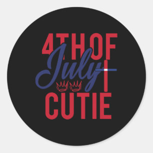 Sticker Rond 4 juillet Cutie Patriotique Amérique Independence