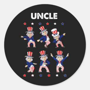 Sticker Rond 4 juillet Dancing Oncle Sam Boys Kids USA Patrio
