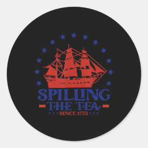 Sticker Rond 4 juillet Déverser Le Thé Depuis 1773 Historique T