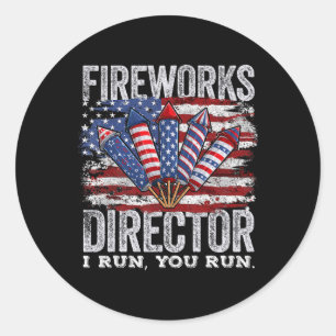 Sticker Rond 4 juillet Directeur Fireworks Je Vous Dirige Homme