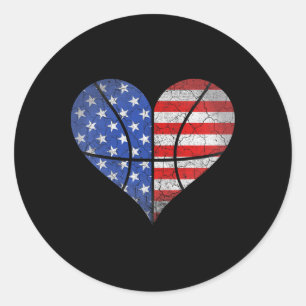 Sticker Rond 4 juillet Drapeau américain Bysketbyll Heart Usa W