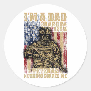 Sticker Rond 4 juillet Drapeau des États-Unis Je suis papa gran
