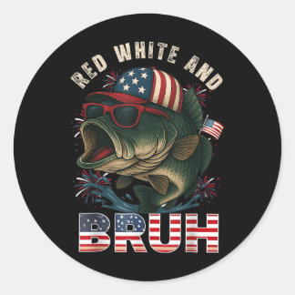 Sticker Rond 4 Juillet Drôle américain Drôle Pêche patriotique