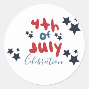 Sticker Rond 4 juillet Étoiles BBQ Lettre Bulles
