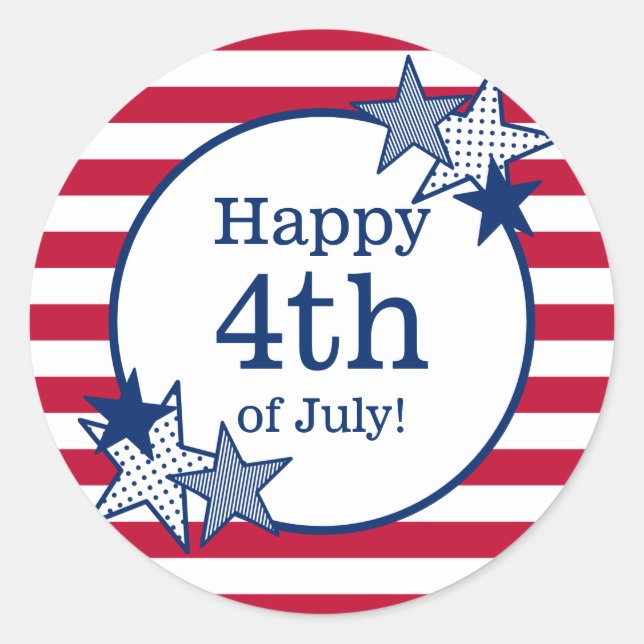 Sticker Rond 4 juillet Étoiles et rayures Patriotique moderne (Devant)