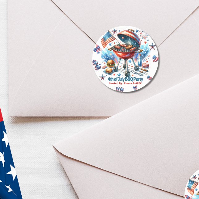 Sticker Rond 4 juillet Famille Réunion Bakyard Bq Party (Créateur téléchargé)