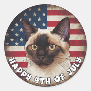 Sticker Rond 4 juillet Fête de l'Indépendance Cercle chat siamo