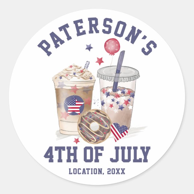 Sticker Rond 4 juillet Fête de l'Indépendance de la Réunion fam (Devant)