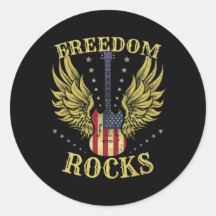Sticker Rond 4 juillet Fête de l'Indépendance Guitar Freedom