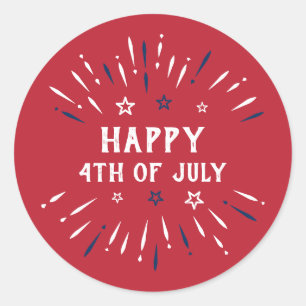 Sticker Rond 4 juillet Fête de l'Indépendance Patriotique Améri