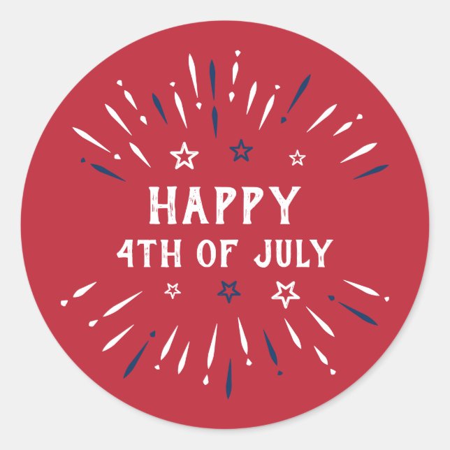 Sticker Rond 4 juillet Fête de l'Indépendance Patriotique Améri (Devant)