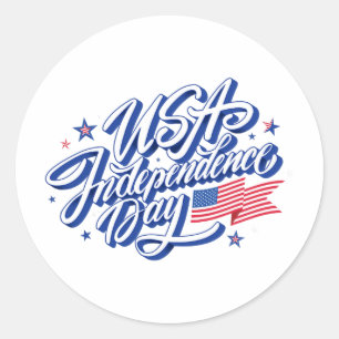 Sticker Rond 4 juillet Fête de l'Indépendance Usa Drapeau patri