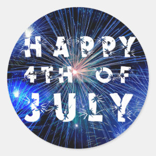Sticker Rond 4 juillet feux d'artifice en partie bleue de Hue