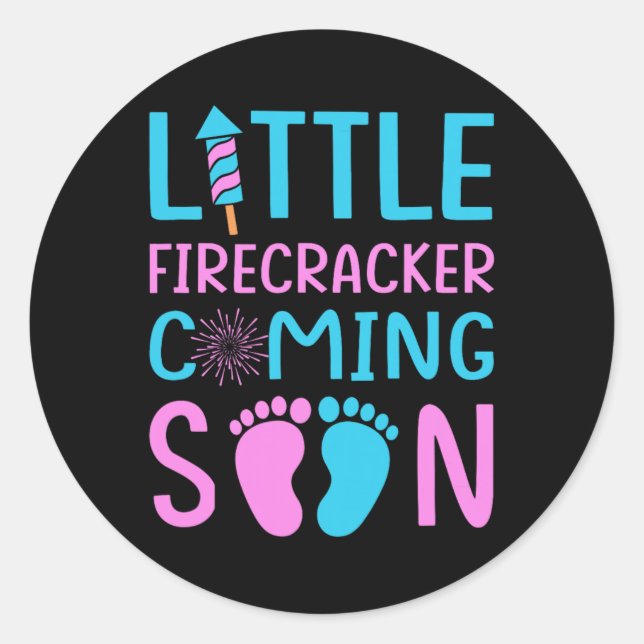 Sticker Rond 4 juillet Genre Révéler Petite Comin Firecracker (Devant)
