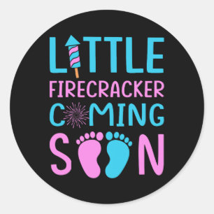 Sticker Rond 4 juillet Genre Révéler Petite Comin Firecracker