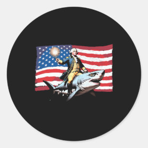 Sticker Rond 4 juillet George Washington équitation Shark Ameri