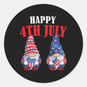 Sticker Rond 4 juillet Gnomes Amérique fête de l'indépendance P
