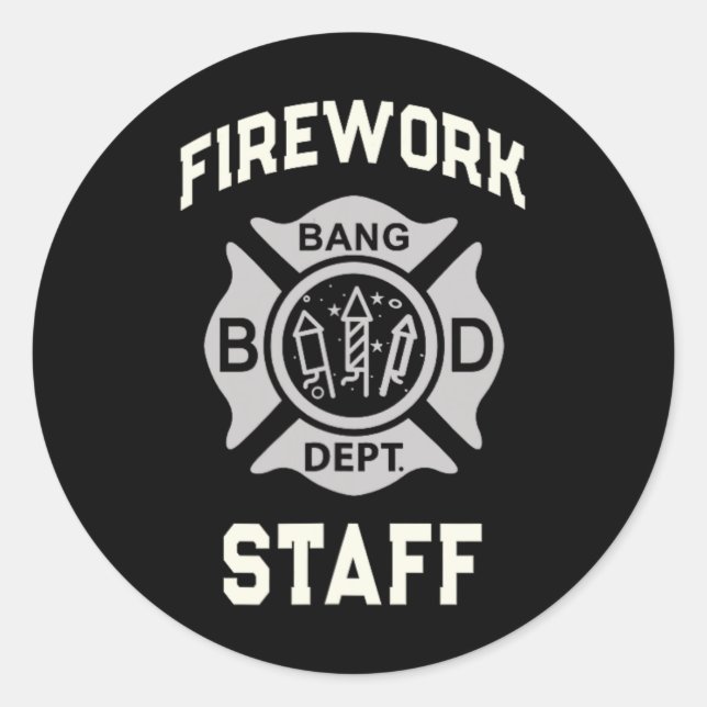 Sticker Rond 4 juillet Incendie de l'équipe de pompier sécurité (Devant)