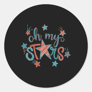 Sticker Rond 4 juillet Jour de l'indépendance Oh mes étoiles po