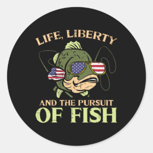 Sticker Rond 4 Juillet Liberty Pursuit Fish Funky Fishing P