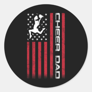Sticker Rond 4 juillet-nous Drapeau Cheer Papa Chemise Pour Pèr