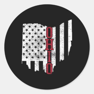 Sticker Rond 4 juillet Ohio États-Unis Drapeau États-Unis Vinta
