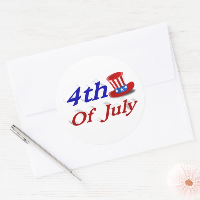 Sticker Rond 4 juillet Oncle Sam (Enveloppe)