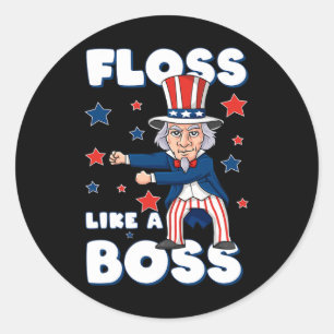 Sticker Rond 4 juillet Oncle Sam Floss Comme Un Garçon Garçons