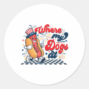 Sticker Rond 4 juillet Où Mes Chiens Le Jour De L'Indépendance