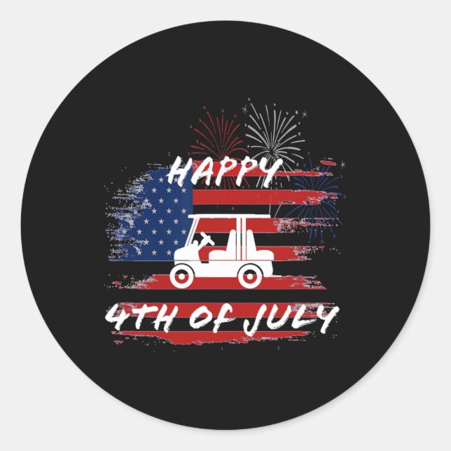 Sticker Rond 4 juillet Parade de Looping Golf Panier Ameri (Devant)