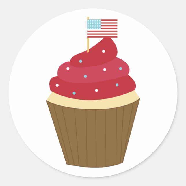 Sticker Rond 4 juillet Party Cupcake (Devant)