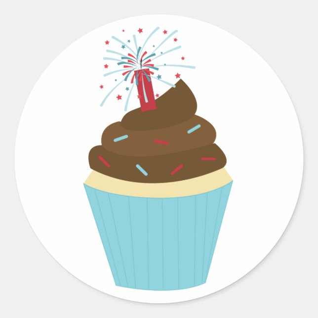 Sticker Rond 4 juillet Party Cupcake (Devant)