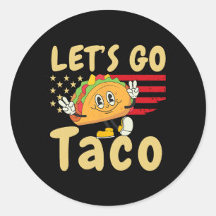 Sticker Rond 4 juillet Patriotique Go Usa Tacos Freedom F