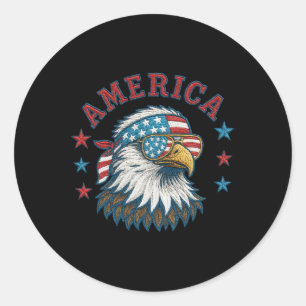 Sticker Rond 4 juillet Patriotique Liberté Faux Broderie Amer