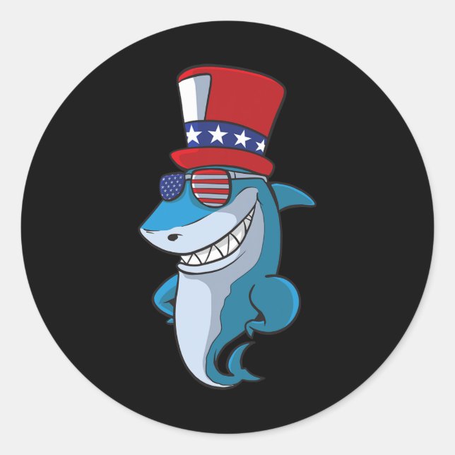 Sticker Rond 4 juillet Requin Pour Enfants (Devant)
