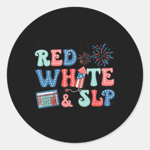 Sticker Rond 4 juillet Thérapie vocale Rouge Blanc Blanche Abat