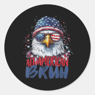 Sticker Rond 4 juillet Tous Américains Bruh Eagle Enfants Ado