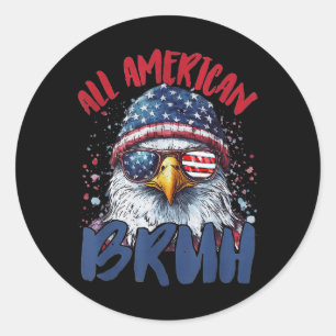 Sticker Rond 4 juillet Tous Américains Bruh Funny Enfants Ado