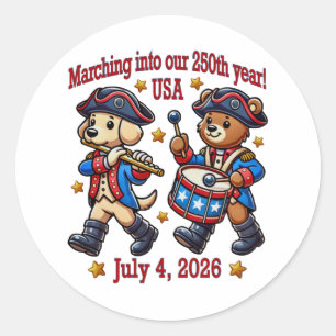 Sticker Rond 4 juillet USA 250e anniversaire Semiquincentenaire