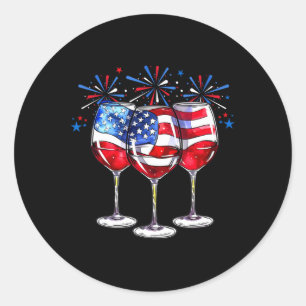 Sticker Rond 4 juillet Vin Gles Patriotique Rouge Blanc Bleu Us