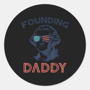 Sticker Rond 4 juillet Washington Fondateur Papa Patriote Homme