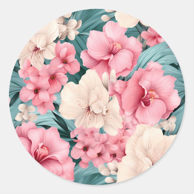 Sticker Rond #4 Motif floral (Devant)