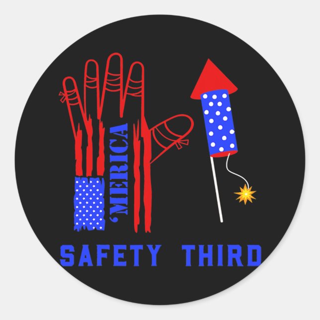 Sticker Rond 4 th of July Firework Safety Third  (Devant)