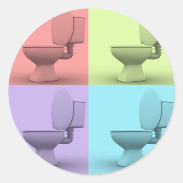 Sticker Rond 4 Toilettes (Devant)