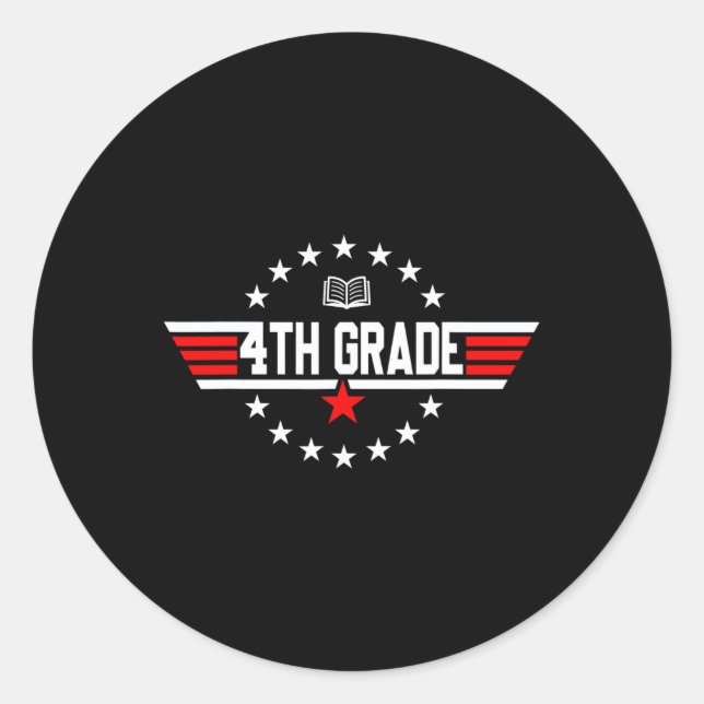 Sticker Rond 4e année 4e année Retour à l'école Premier jour Bo (Devant)