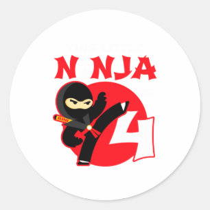 Sticker Rond 4e anniversaire 4 ans Enfants Fête Petit Ninja 4