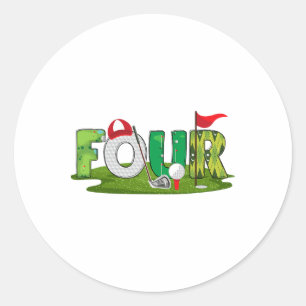 Sticker Rond 4e anniversaire Golf Thème 4 ans Enfants Sport Par